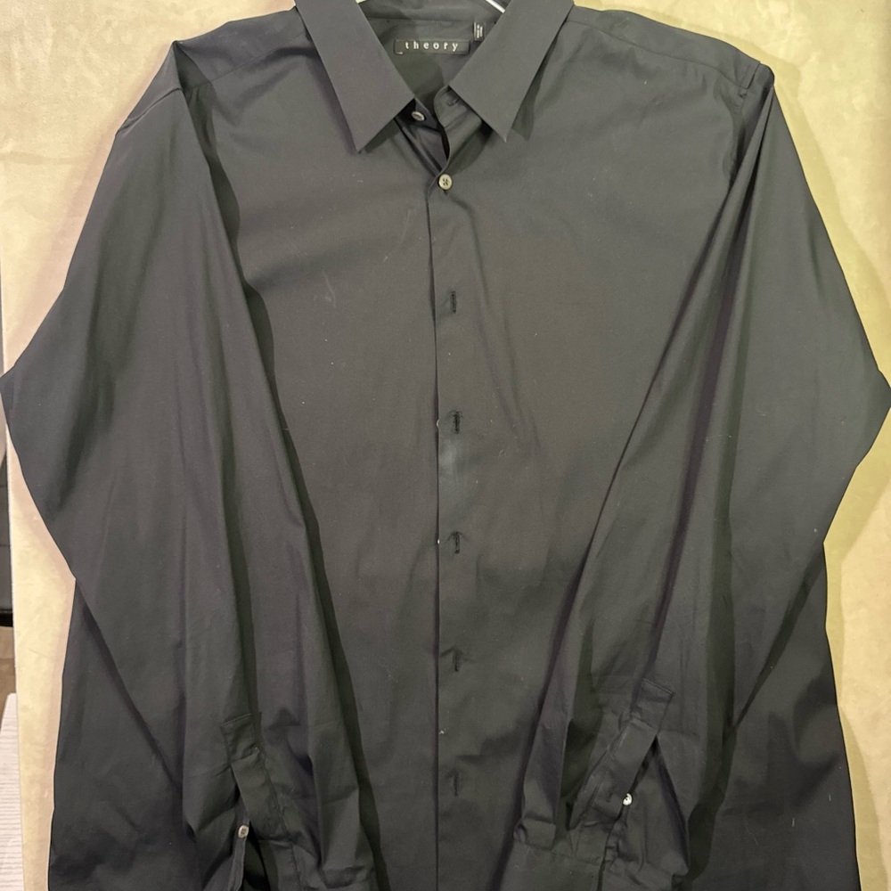 Theory Men’s Black Dress Shirt — Classic Tailored Style
